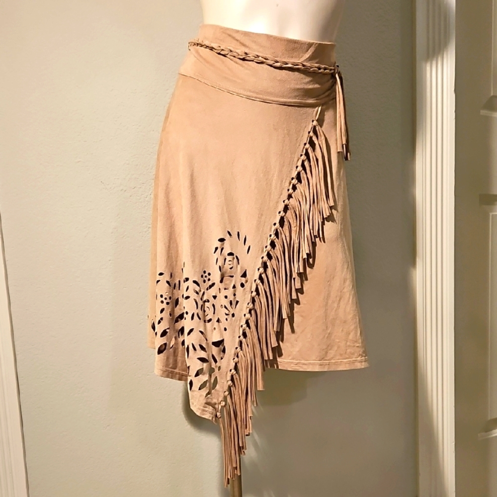 Tan Cartise Cowgirl Fringe Skirt